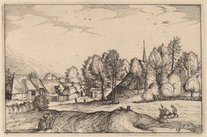 Straße in ein Dorf von Claes Jansz Visscher after Johannes van Doetechum, the Elder after Lucas