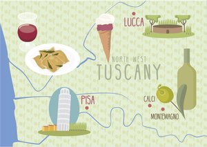 Karte von Lucca und Pisa, Toskana, Italien