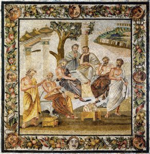 Platonische Akademie. Mosaik aus Pompeji, 1. Jahrhundert v. Chr.