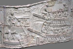 Die römischen Galeeren. Reliefdetail der Trajanssäule, 1.-2. Jahrhundert