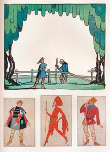 Szenerie für Wie es euch gefällt, Akt I, Szene I und Kostüme von Amiens und Lebeau, 1919