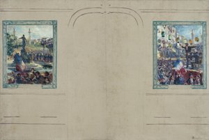 Skizze für das Rathaus des 12. Arrondissements von Paris: Place de la Nation. Place de la Bastille, ca. 1910