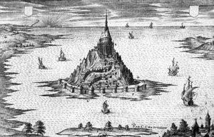 Mont Saint Michel in der Normandie, Gravur von Chastillon von Claude Chastillon