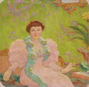 Junge Frau im rosa Kleid, ca. 1893