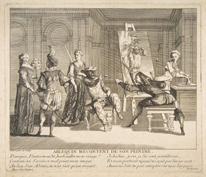 Arlequin Mecontent de Son Peintre, n.d. Schöpfer: Claude Gillot, Jacques Gabriel Huquier von Claude Gillot, Jacques Gabriel Huquier