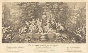 Fest der Diana, gestört durch Satyrn (Feste de Diane, Troublee par des Satyres) von Claude Gillot