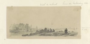 Landschaft mit Kanal, Anglern und Milchmann