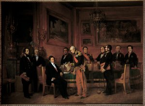 Ministerrat im Palais des Tuileries, Marschall Soult überreicht Louis Philippe I. das Regentschaftsgesetz am 15. August von Claude Jacquand