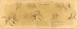 Hauptfiguren aus "Voltaire im Lesesaal im Procope" von Claude Jacquand