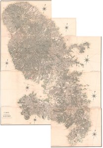 Karte der Insel Martinique, kopiert von einem Original aus dem Jahr 1763. Diese Kopie gezeichnet 1797 von C.J. Sauthier im Alter von 60 Jahren.