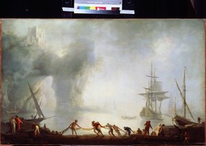 Morgendämmerung über Capri, Nebel. Gemälde von Claude Joseph Vernet (1714-1789) ca. 1745