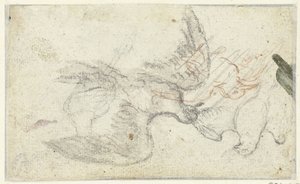 Drei Skizzen eines Vogels von Claude Lorrain