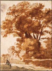 Gruppe von Bäumen und ruhender Hirte, 1630er von Claude Lorrain