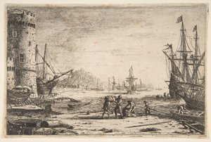 Hafen mit einem großen Turm, ca. 1641