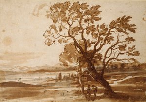 Landschaft mit zwei Bäumen