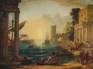 Die Einschiffung der Königin von Saba, 1648, ca. 1915 von Claude Lorrain