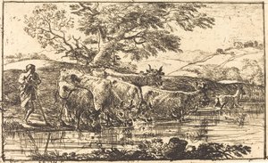 Die Herde am Wasserplatz von Claude Lorrain