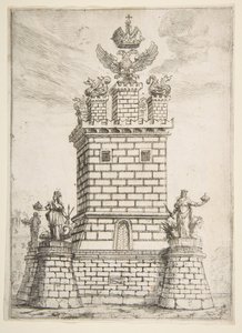 Der quadratische Turm, 1637 von Claude Lorrain