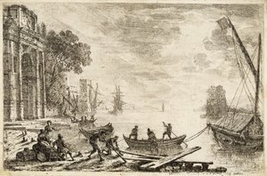 Hafenszene mit aufgehender Sonne, 1634