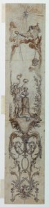 Entwürfe für bemalte Tafeln mit Fortuna und Jacques Necker, 1788–90