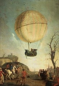 Robert steigt nach dem ersten Flug in einem Wasserstoffballon in Nesle wieder auf von Claude Louis Desrais