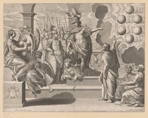 Allegorie mit Soldaten und dem Wappenschild der Medici