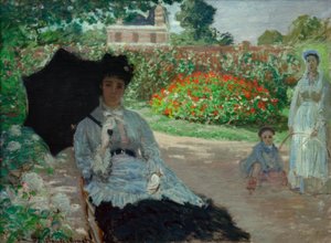 Camille im Garten, mit Jean und seiner Bonne von Claude Monet