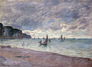 Fischerboote vor dem Strand und den Klippen von Pourville, 1882
