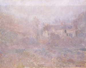 Häuser in Falaise im Nebel, 1885 von Claude Monet