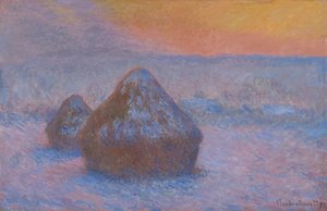 Getreideschober Sonnenuntergang, Schneeeffekt, 1890-91