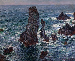 Die Felsen in Belle-Ile Pyramiden von Port-Coton, Wilde See von Claude Monet