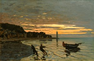 Ein Boot schleppen, Honfleur von Claude Monet