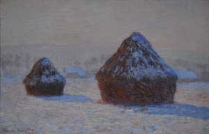 Getreideschober, Schneeeffekt, Morgen, 1891 von Claude Monet