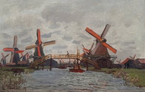 Windmühlen in Westzijderveld in der Nähe von Zaandam von Claude Monet