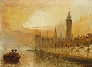 Ansicht von Westminster von der Themse von Claude T. Stanfield Moore