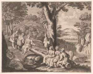 Die Schaukel, Platte 11 aus Pastorales von Claudine Bouzonnet Stella