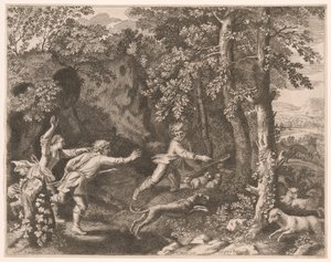 Die Wolfsjagd, Platte 5 aus Pastorales von Claudine Bouzonnet Stella