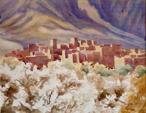 Mandelblüte, Todra-Schlucht, 2000 von Clive Wilson