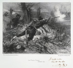 Deutsch-Französischer Krieg 1870-1871: Französische Schützen. Aus einer Serie von Lithografien von Clement August Andrieux über die Nationalgarden.