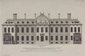 Ansicht von Montague House zum Hof der Great Russell Street, Holborn, um 1725 (Gravur)
