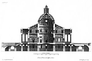 Schnitt von Mereworth Castle in Kent, graviert von H. Hulsbergh, ca. 1722-24 von Colen Campbell