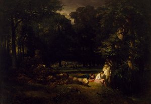 Die Badenden (Lichtung im Wald) von Constant Emile Troyon