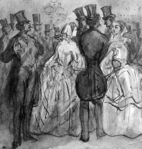 Im Theater (Au foyer du théâtre; Damen und Herren) von Constantin Guys