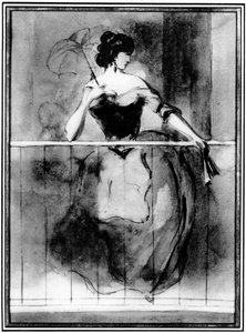Dame auf einem Balkon, 19. Jahrhundert, 1930
