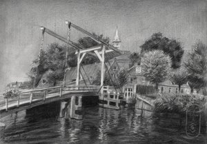 Skizze einer niederländischen Kanalbrücke von Corné Akkers