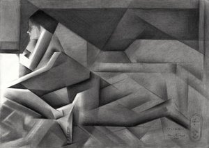Geometrische Frau Nachdenklich