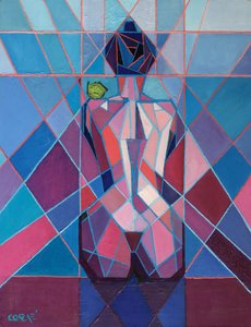 Geometrische Frau mit Limette
