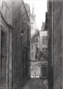 Licht durch dunkle Gasse