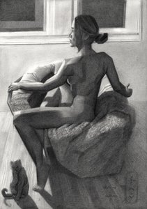 Nackte Frau am Fenster