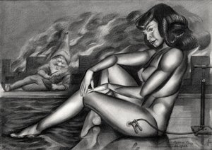 Nachdenklicher Pinup-Gnom